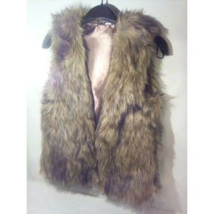 H&M Divided Faux Fur Comfort Lined Vest Jacket With Pockets Size 2
